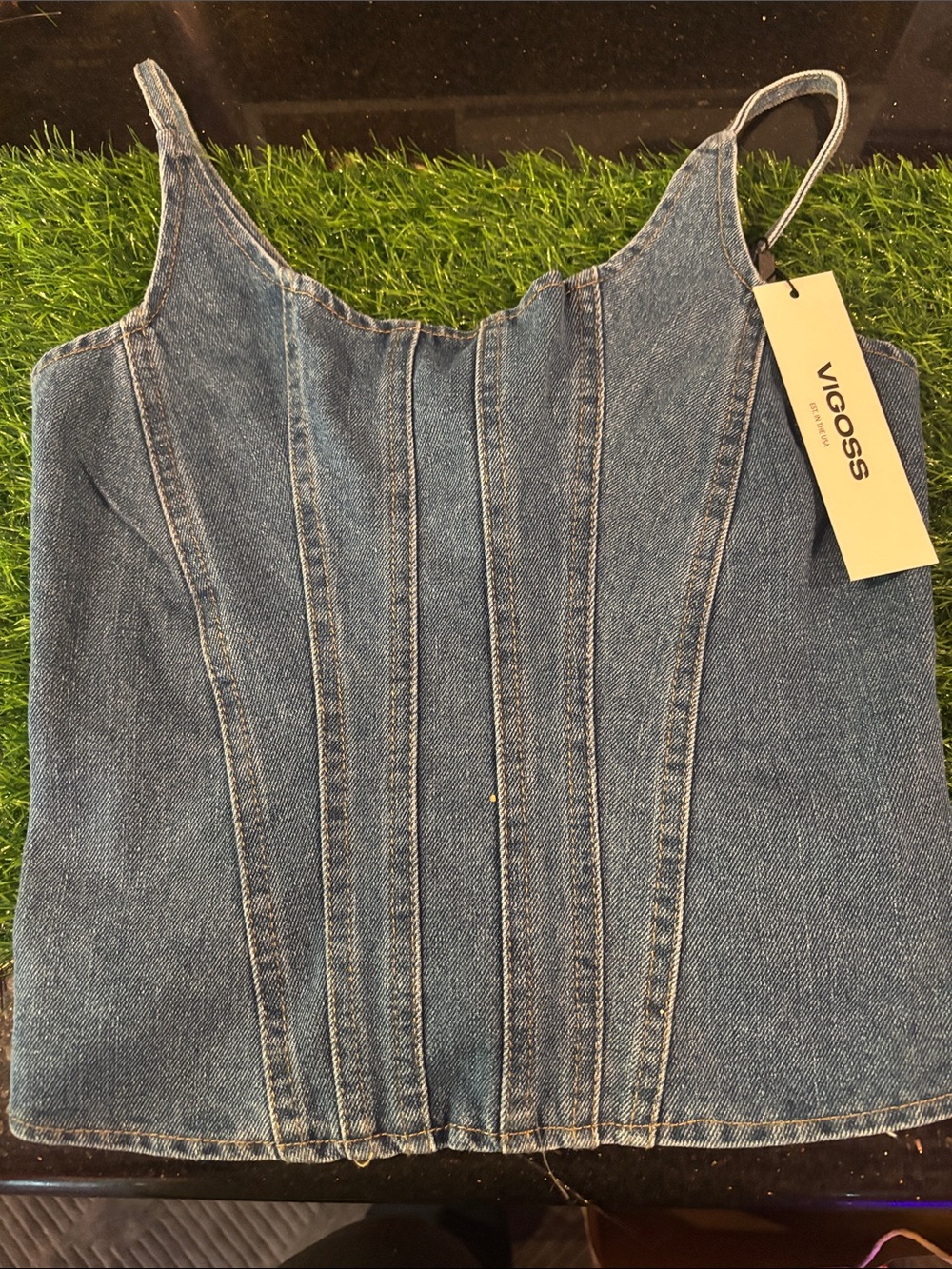 Vigoss Denim Corset Cami Top - Blue ce